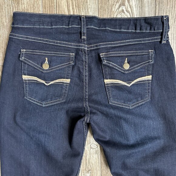 2/$18 SALE! Wrangler Jeans Womens 8 Blues Dark‎ Button Flap Pockets Cowboy Core - Picture 2 of 12